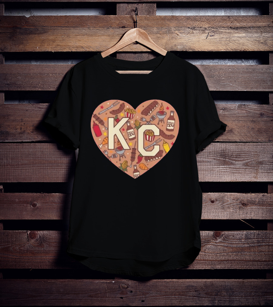 KC Heart BBQ With Grills Ribs And Sauce T-Shirt