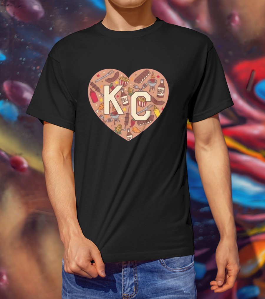 KC Heart BBQ With Grills Ribs And Sauce T-Shirt