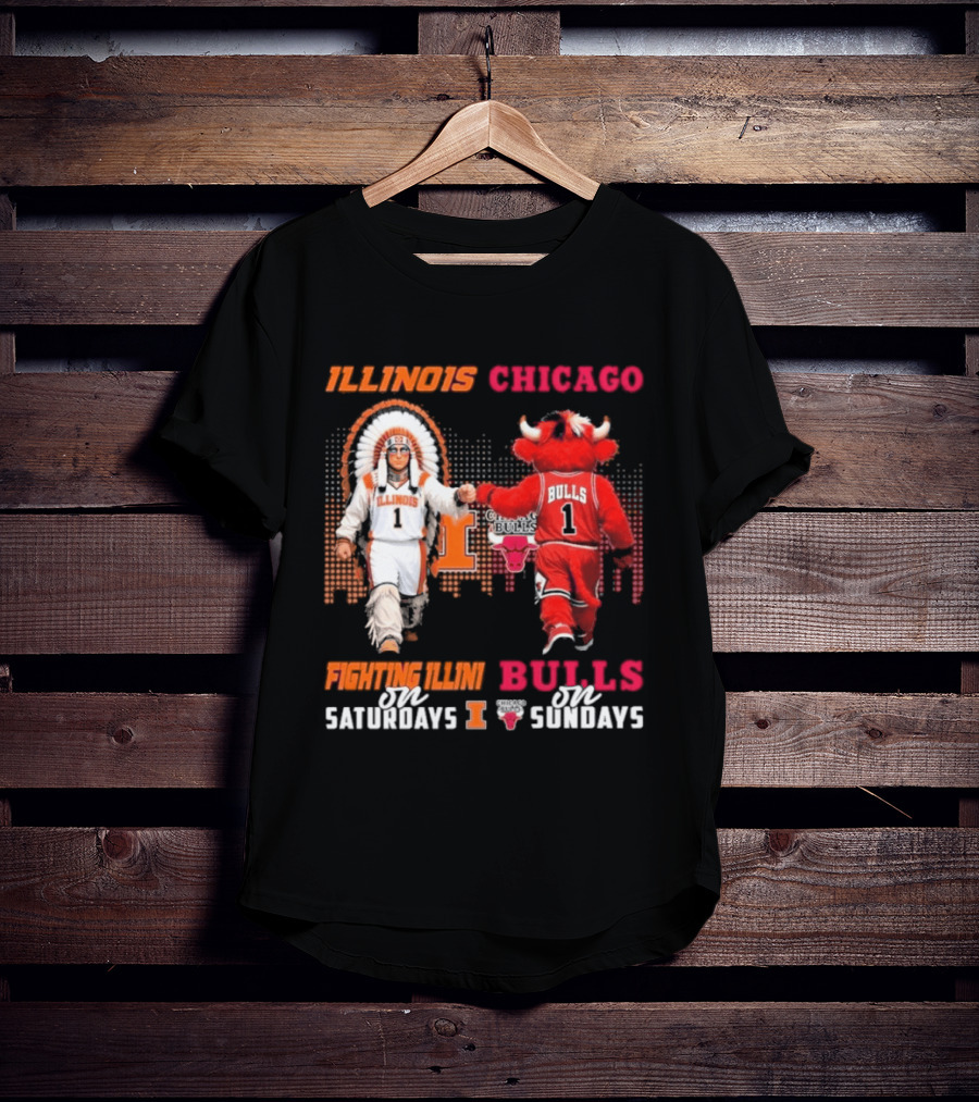 Illinois Fighting Illini On Saturdays Chicago Bulls On Sundays T-Shirt