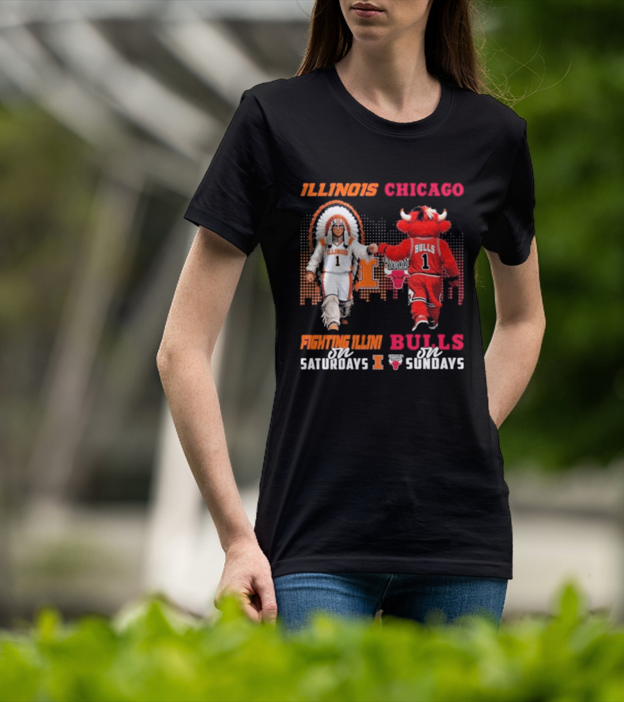 Illinois Fighting Illini On Saturdays Chicago Bulls On Sundays T-Shirt