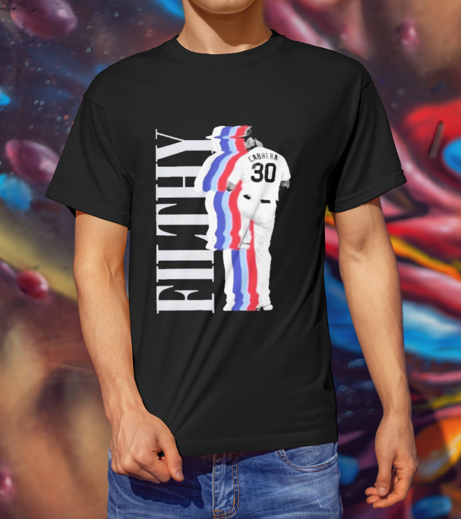 Obvious Edward Cabrera Filthy 30 Red Blue Streak Baseball T-Shirt