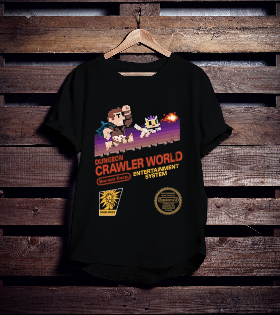 Dungeon Crawler World Entertainment System Pixel Adventure Quest Retro Game T-Shirt