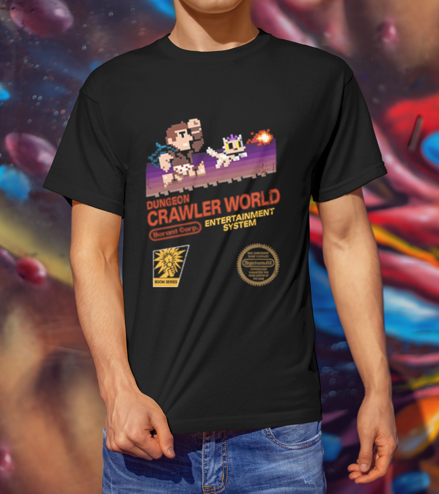 Dungeon Crawler World Entertainment System Pixel Adventure Quest Retro Game T-Shirt