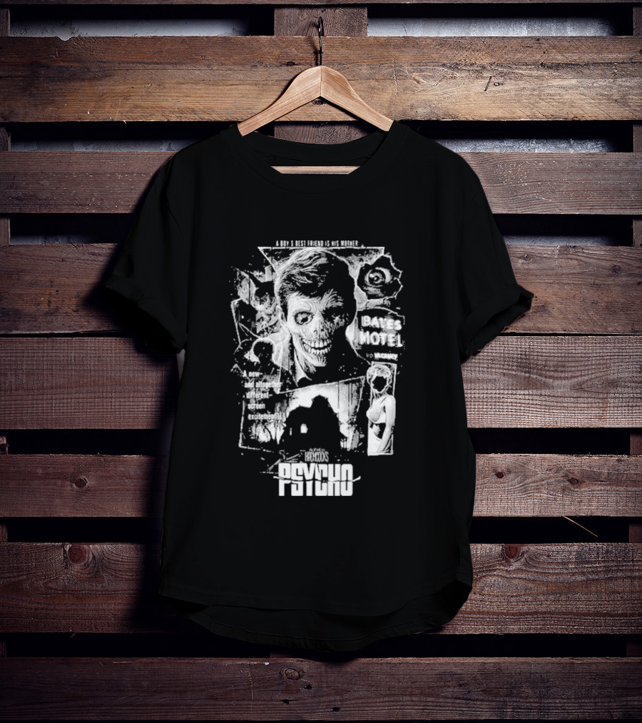 Psycho Hitchcock Collage 1960 Classic Movie Icy Blackness 2026 T-Shirt