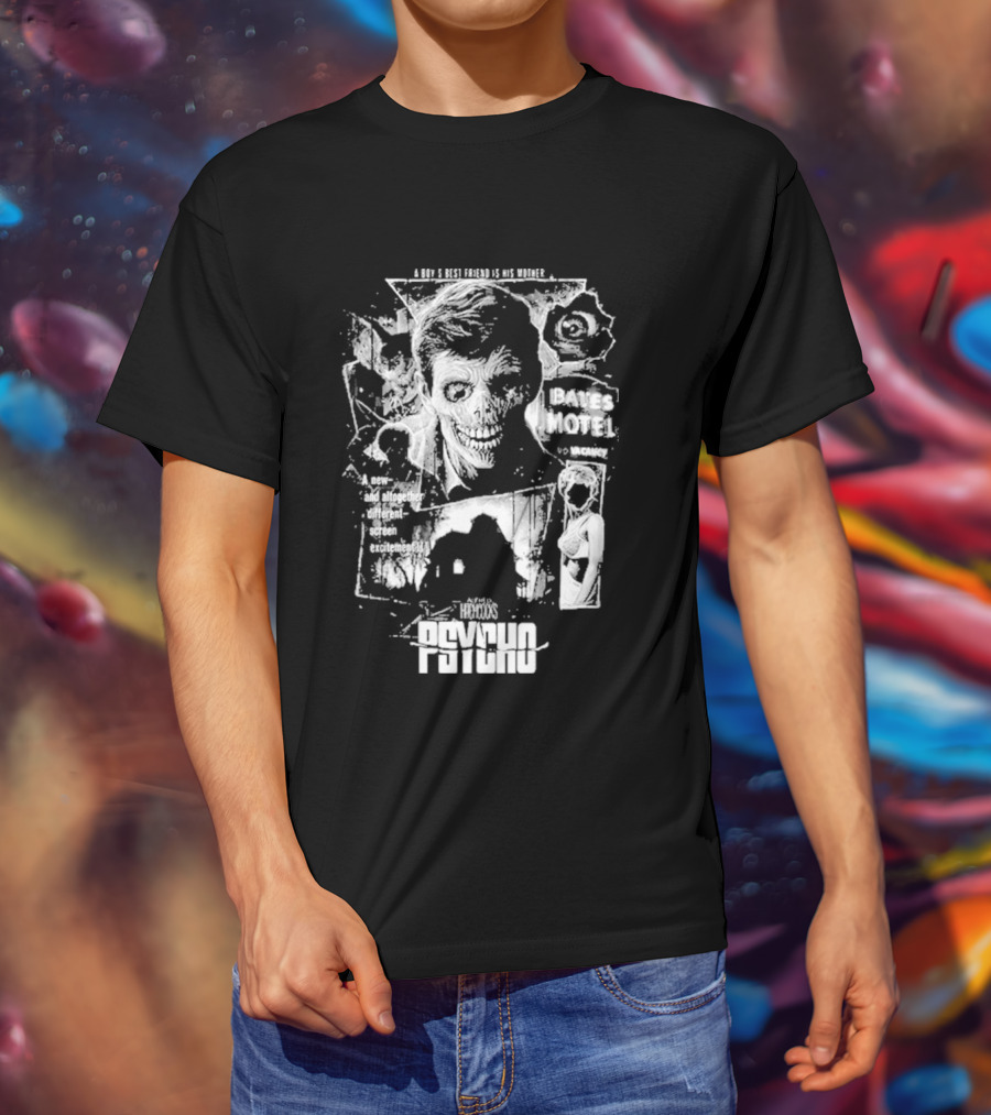 Psycho Hitchcock Collage 1960 Classic Movie Icy Blackness 2026 T-Shirt