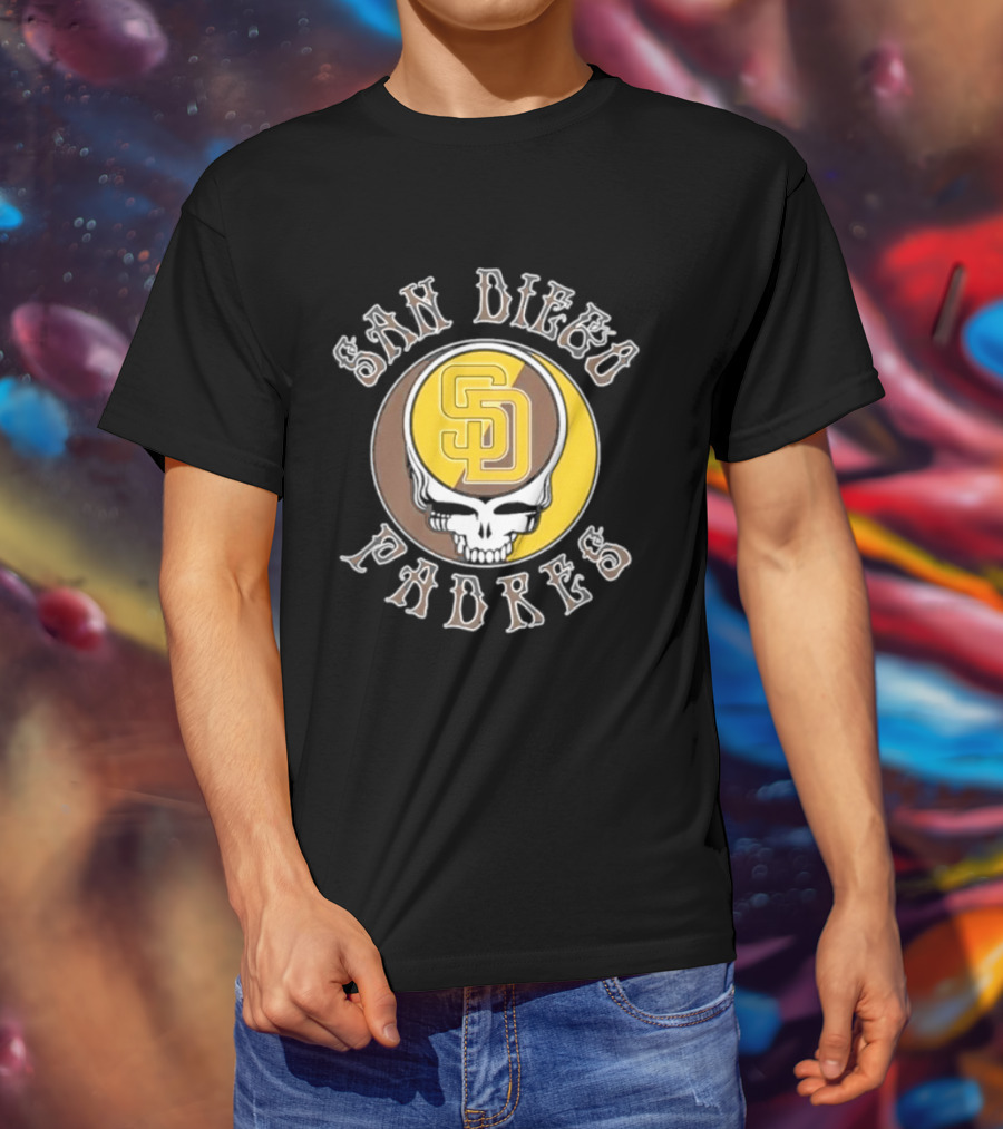 San Diego Padres SD Skull Brown Yellow T-Shirt
