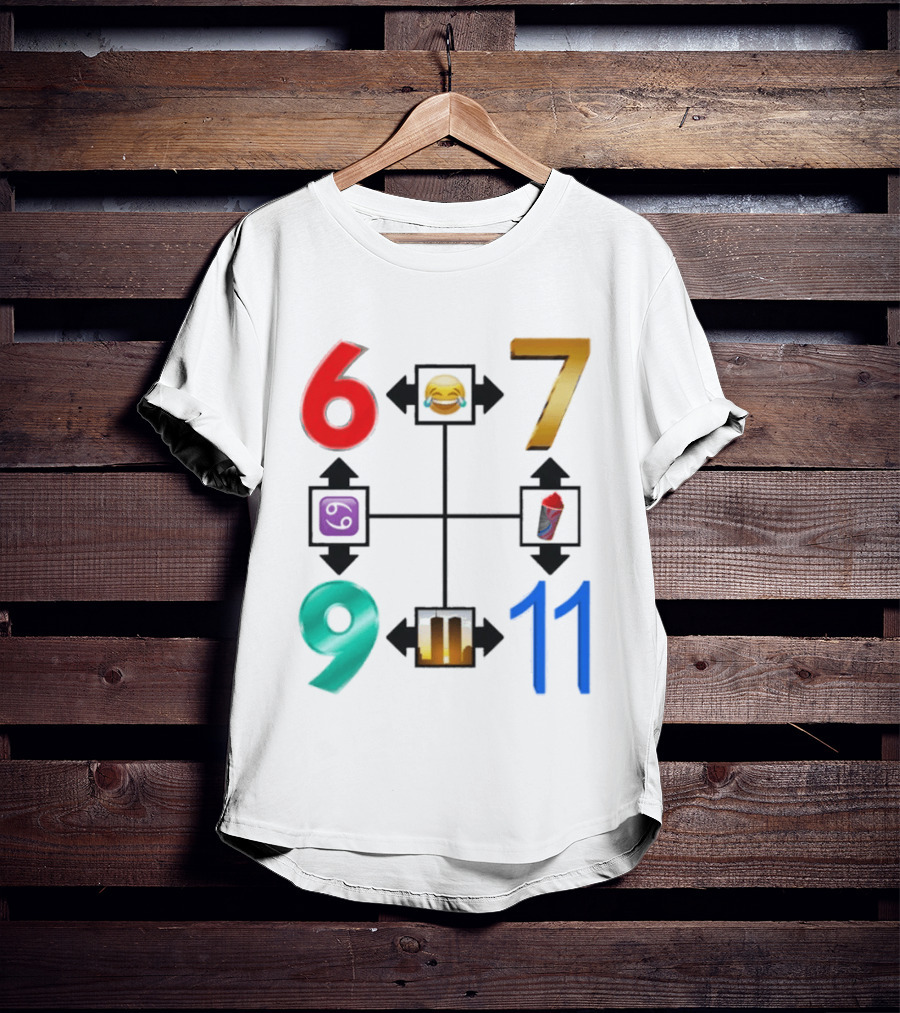 67 69 9 11 Emoji Directional Symbols With Laughing Face Crying Tears T-Shirt