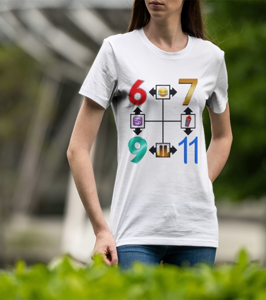 67 69 9 11 Emoji Directional Symbols With Laughing Face Crying Tears T-Shirt