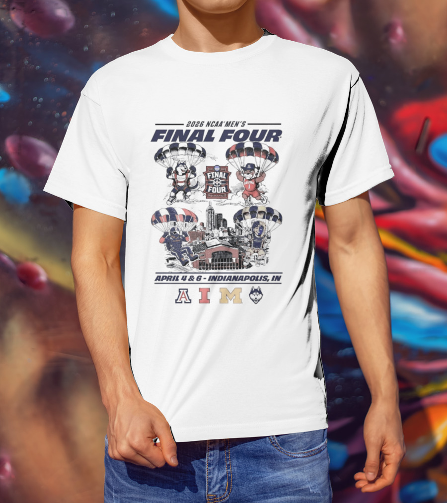 2026 NCAA Men's Basketball Final Four Mascot Parachute Houston AIM T-Shirt