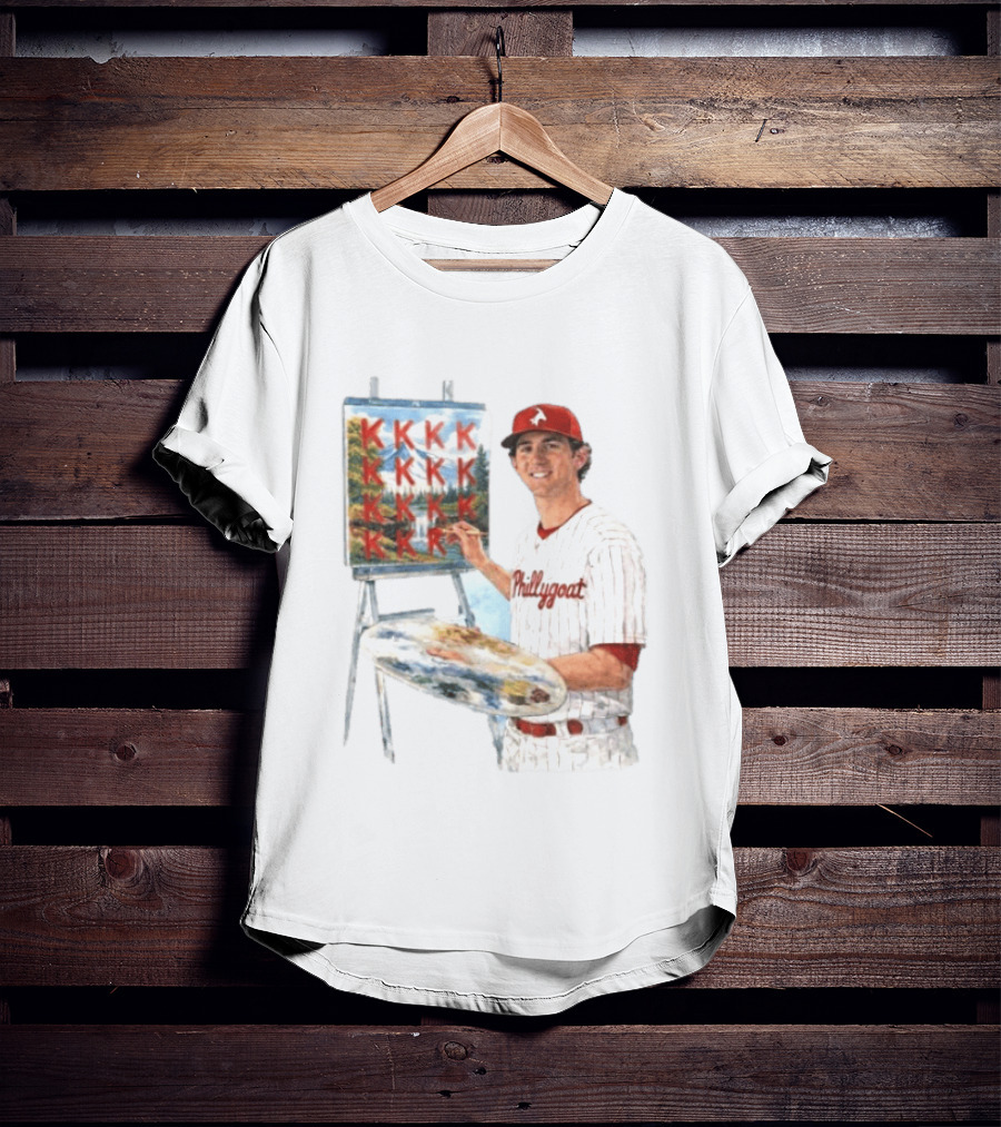 Andrew Painter Phillies Pitcher Painting Happy Little K's Phillygoat Baseball T-Shirt