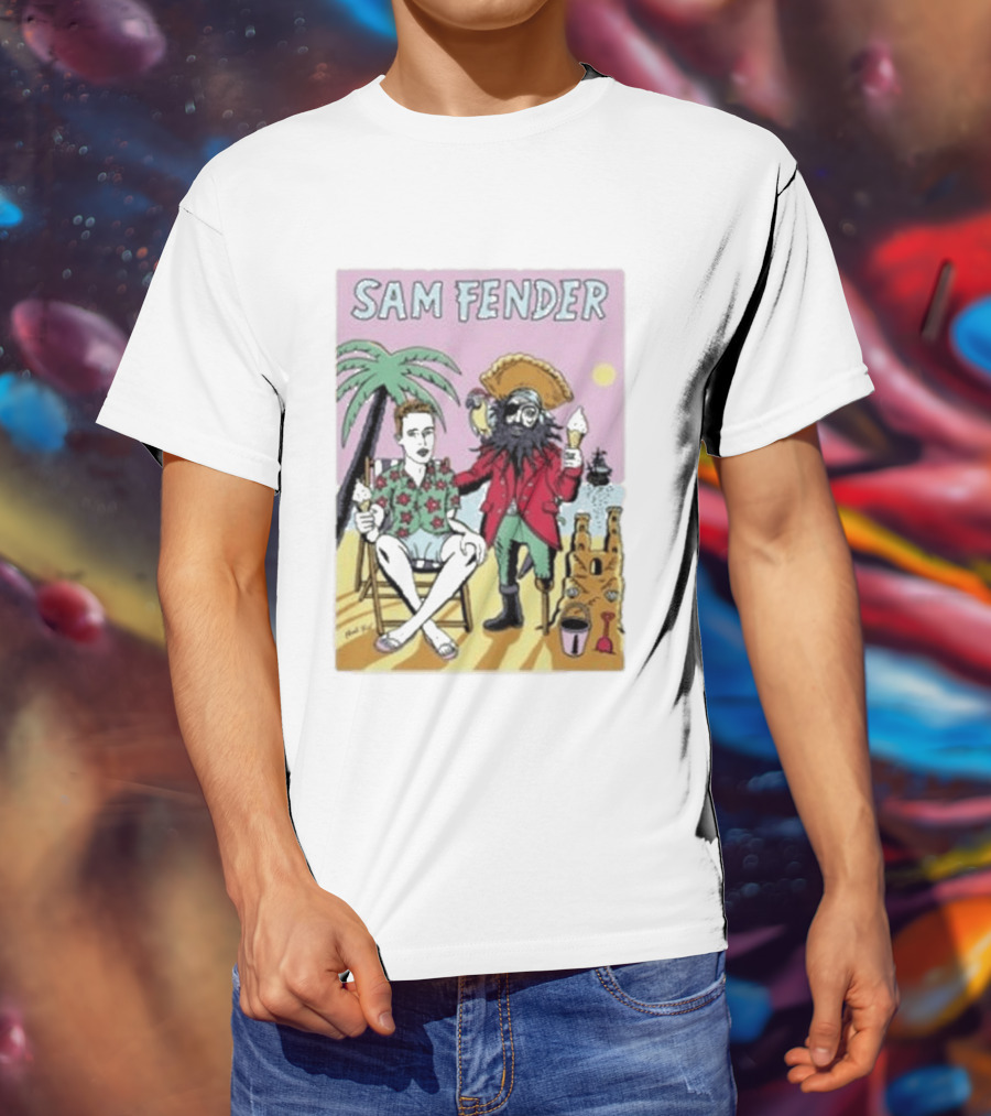 Sam Fender Tropical Pirate Ice Cream Adventure Scene T-Shirt