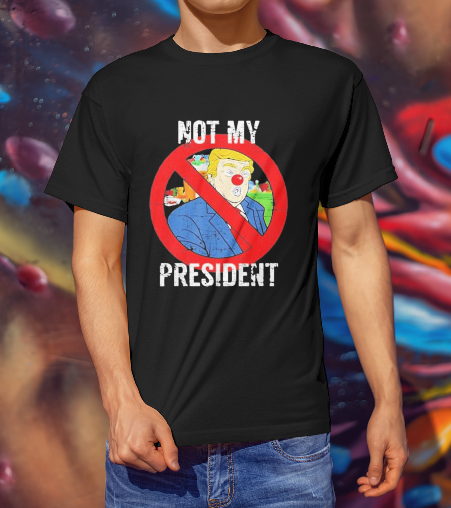 Not My President Trump Clown Red Circle T-Shirt