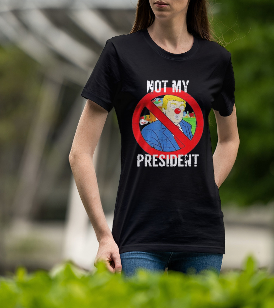 Not My President Trump Clown Red Circle T-Shirt