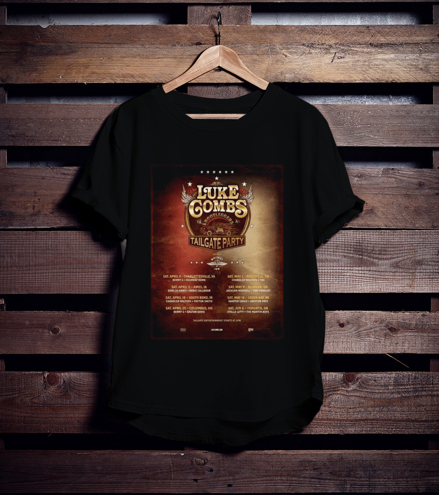 Luke Combs Bootleggers Tailgate Party 2026 My Kinda Saturday Night Tour City Dates Whiskey Jam T-Shirt
