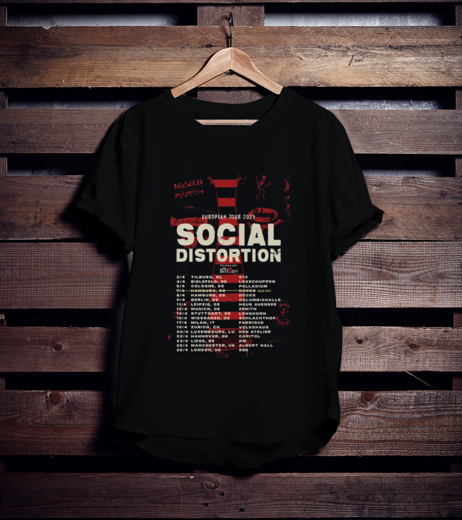 Social Distortion European Tour 2025 Tilburg Berlin Manchester London Dates Venues T-Shirt