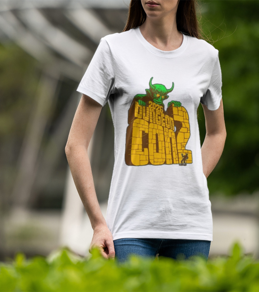 2026 Dungeon Con 2 Goodman Games Logo Green Monster T-Shirt