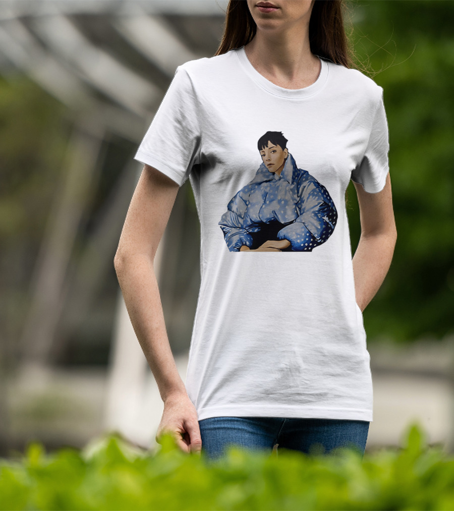 Lily Allen West End Girl Blue Polka Dot Puffer Jacket Style Fashion T-Shirt