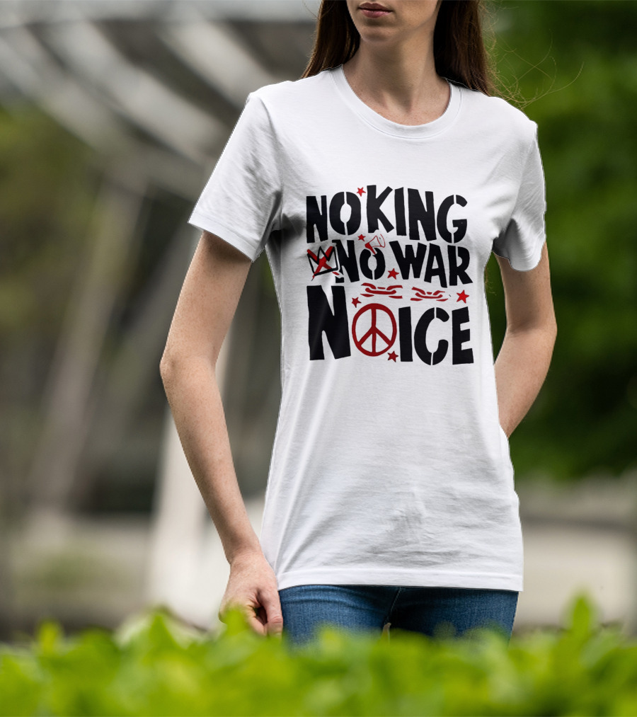 No King No War Peace Symbol Chain And Crown T-Shirt
