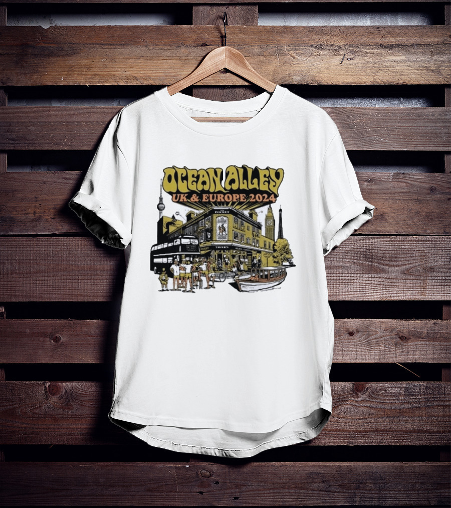 Ocean Alley UK And Europe 2024 Tour Pocket Tavern Scene With Landmarks T-Shirt