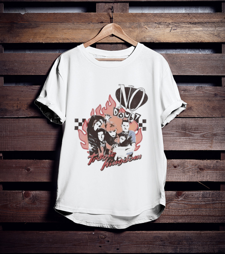 No Doubt Tragic Kingdom Band Flames And Checkerboard T-Shirt