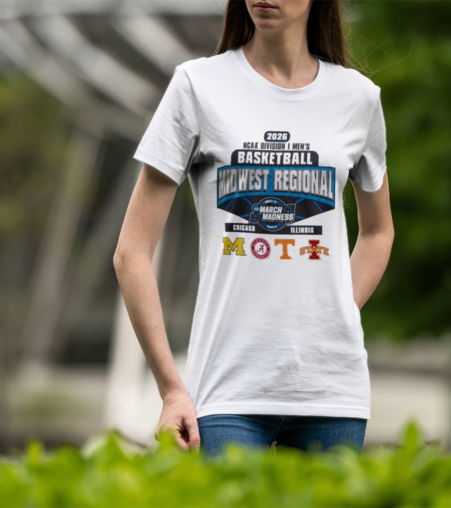 2026 NCAA DI Men's Basketball Midwest Regional Chicago Illinois March Madness Mizzou Dayton Tenn Iowa State T-Shirt