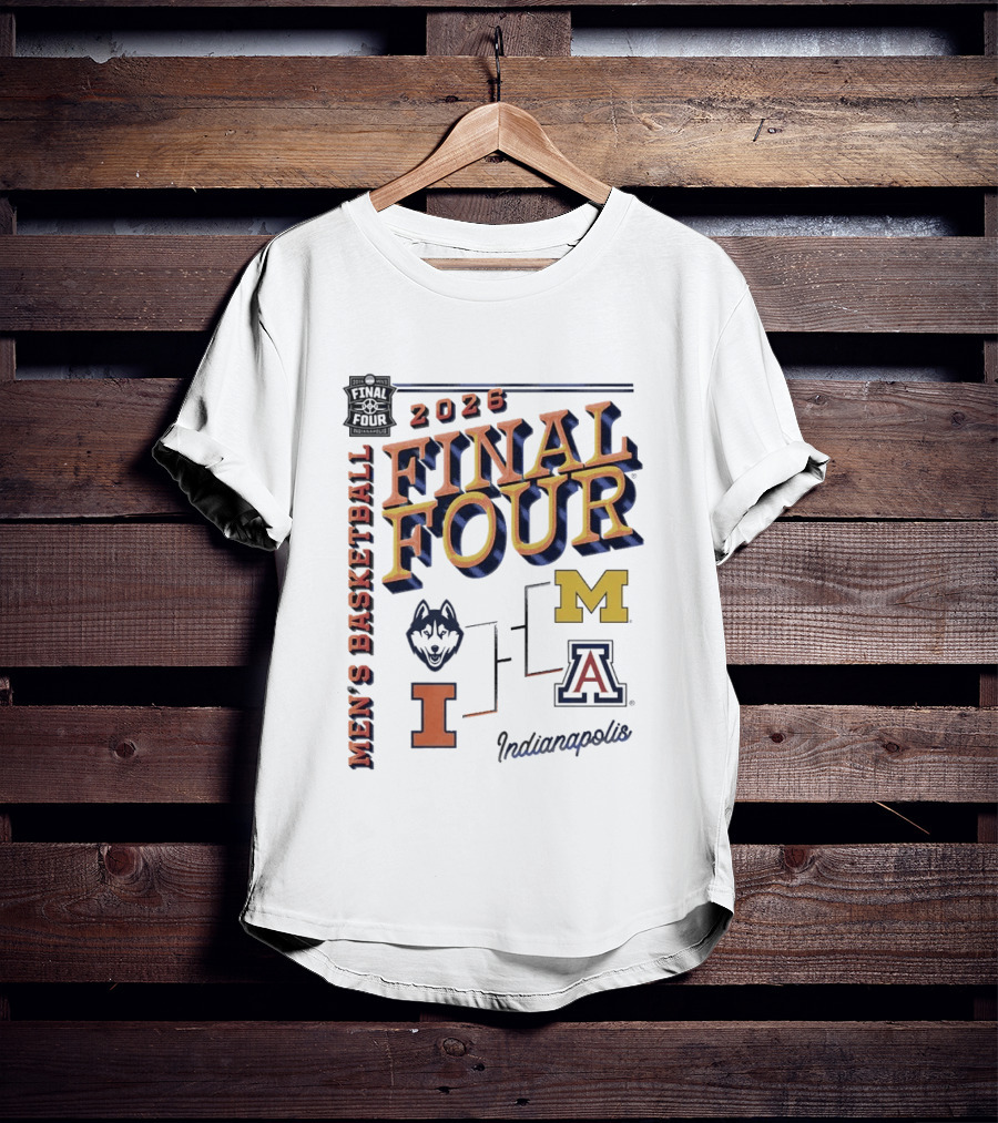 2026 Final Four Men's Basketball Indianapolis UConn Illinois Michigan Arizona T-Shirt