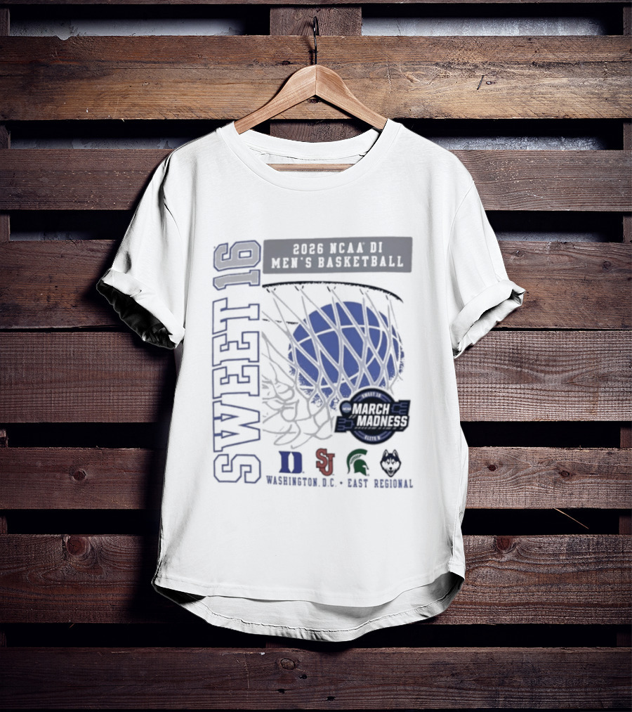 Sweet 16 2026 NCAA DI Men's Basketball East Regional Duke, St. John's, Michigan State, Eastern Kentucky T-Shirt