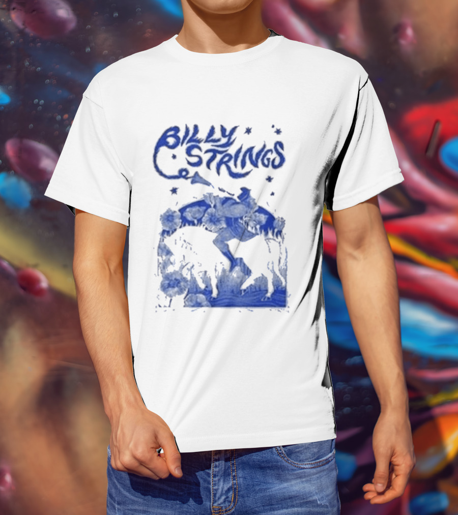 Billy Strings Fall Tour 2026 Skeleton Moon Walking Artistic Blue T-Shirt
