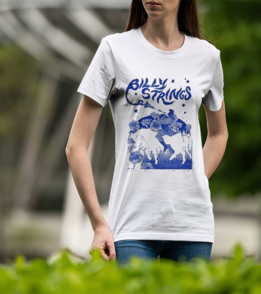 Billy Strings Fall Tour 2026 Skeleton Moon Walking Artistic Blue T-Shirt