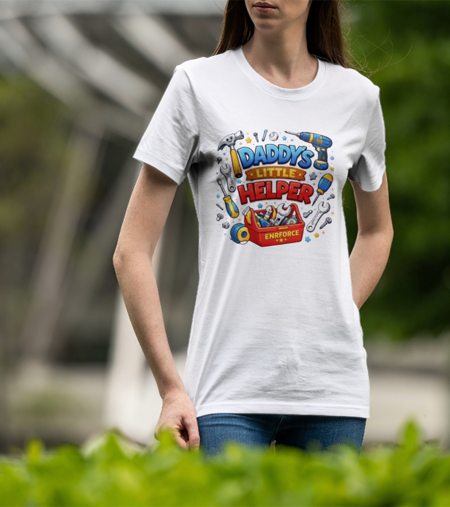 Daddy's Little Helper Enrforce Toolbox Tools And Stars T-Shirt
