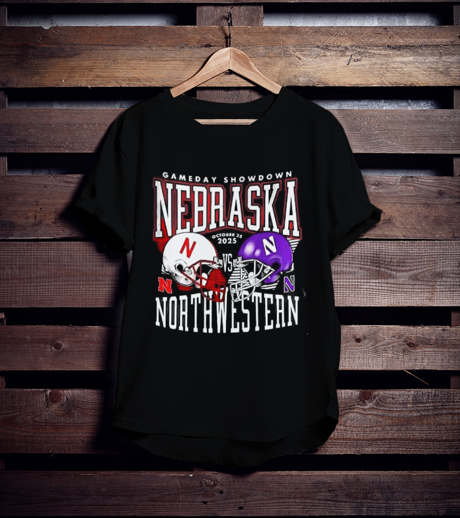 Nebraska Cornhuskers Northwestern Wildcats Gameday Showdown 2025 Helmet Matchup T-Shirt