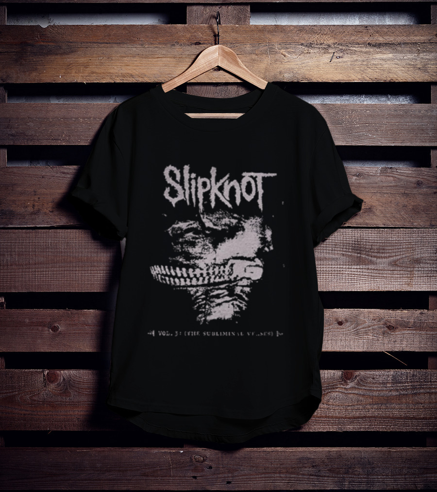 Slipknot Vol 3 The Subliminal Verses Washed Distressed Skull Face T-Shirt
