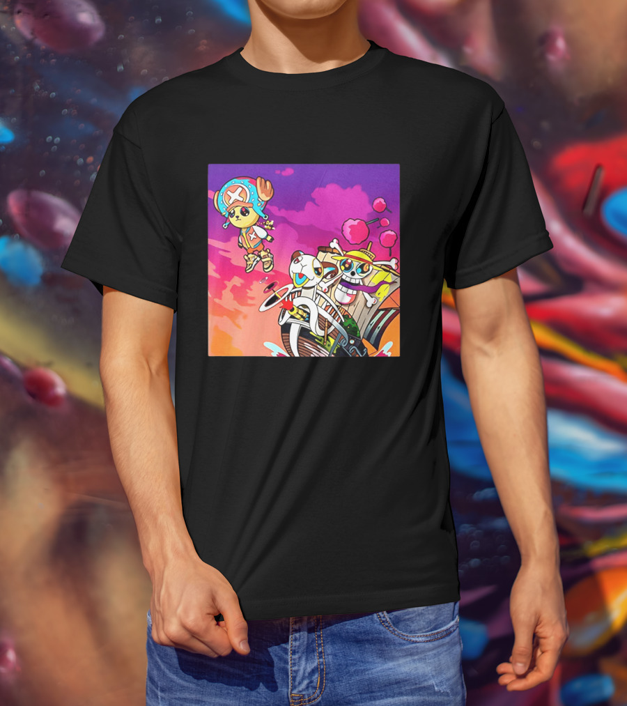 Tony Tony Chopper One Piece Anime Meets Kanye Graduation Style Fusion T-Shirt
