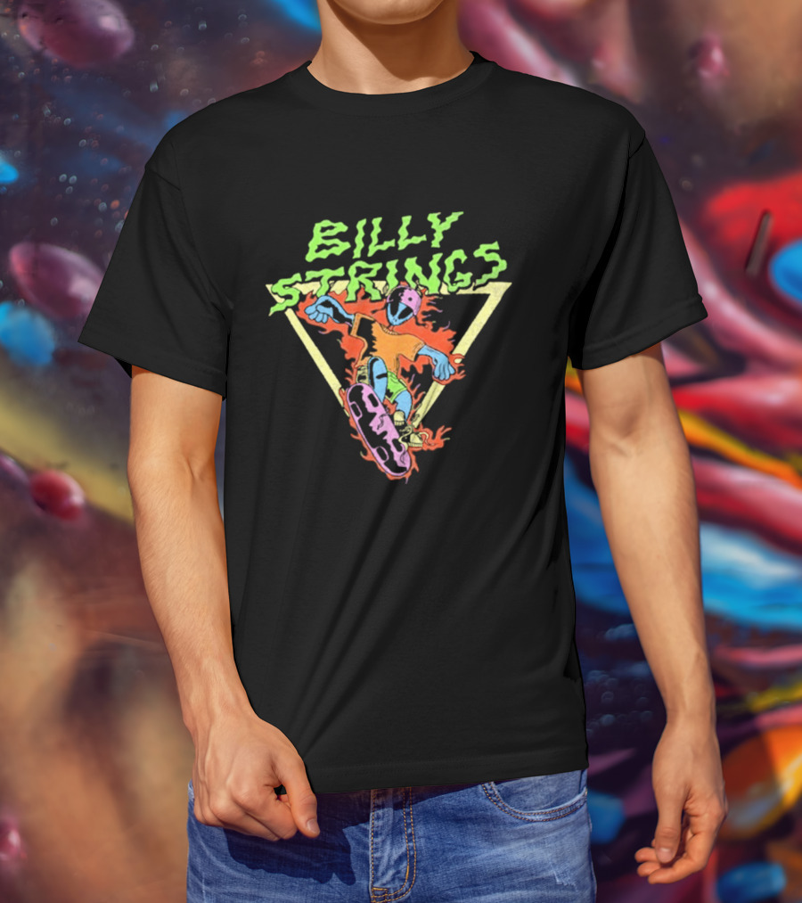 Billy Strings Alien Skateboard Triangle Flame T-Shirt