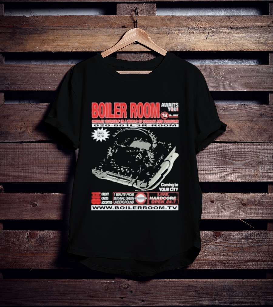Boiler Room Hardcore TV Broadcast London Frankfurt Detroit Toronto 2001 Mix Series Coming To Your City T-Shirt