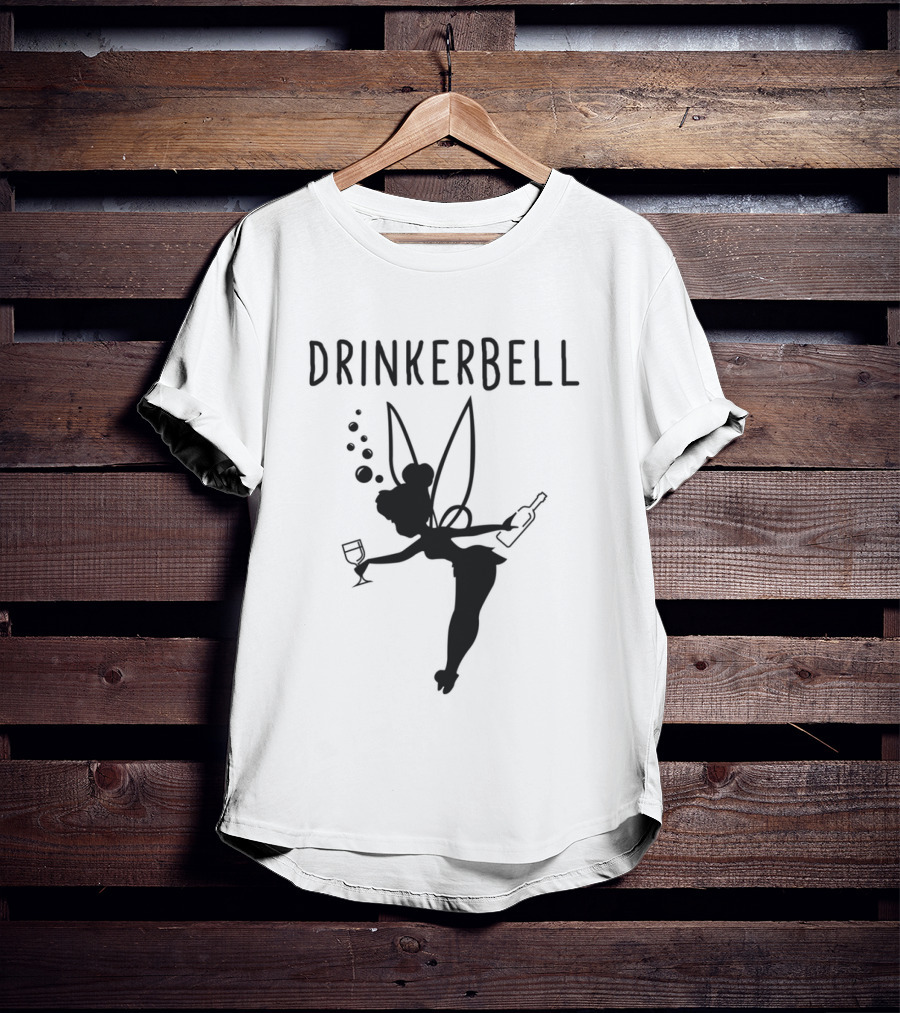 Drinkerbell Beer Lover Fairy With Wine Glass And Bottle T-Shirt