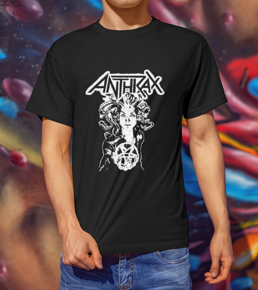 Anthrax Hand Drawn Medusa Pentagram T-Shirt
