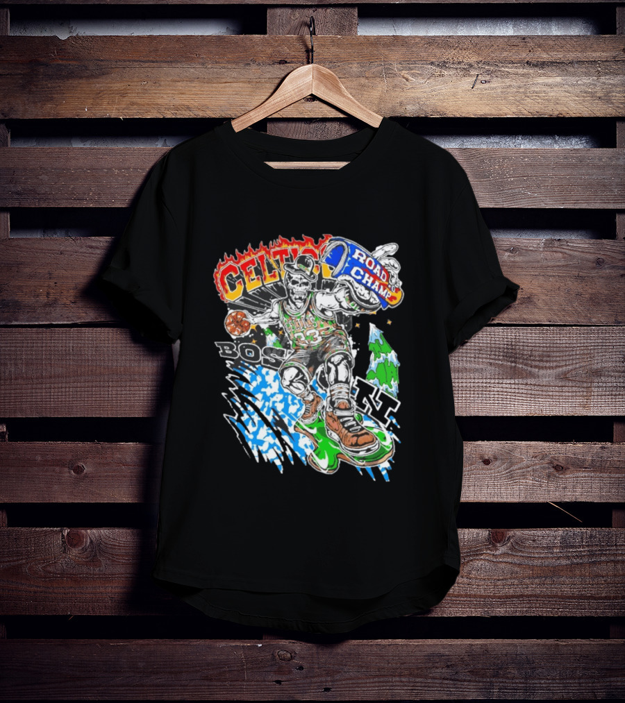 Celtics Road Champ Skull 33 Boston Basketball T-Shirt