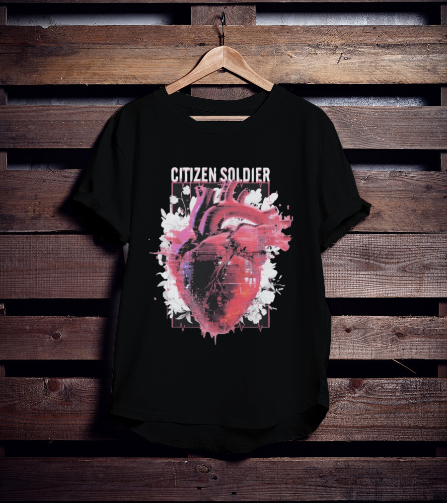 Citizen Soldier Heartbeat Anatomical Heart And Floral T-Shirt