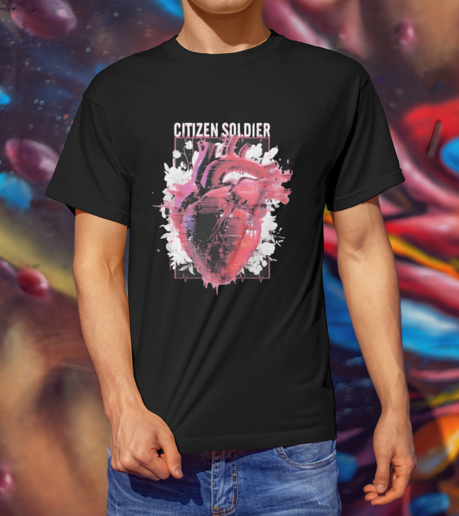 Citizen Soldier Heartbeat Anatomical Heart And Floral T-Shirt