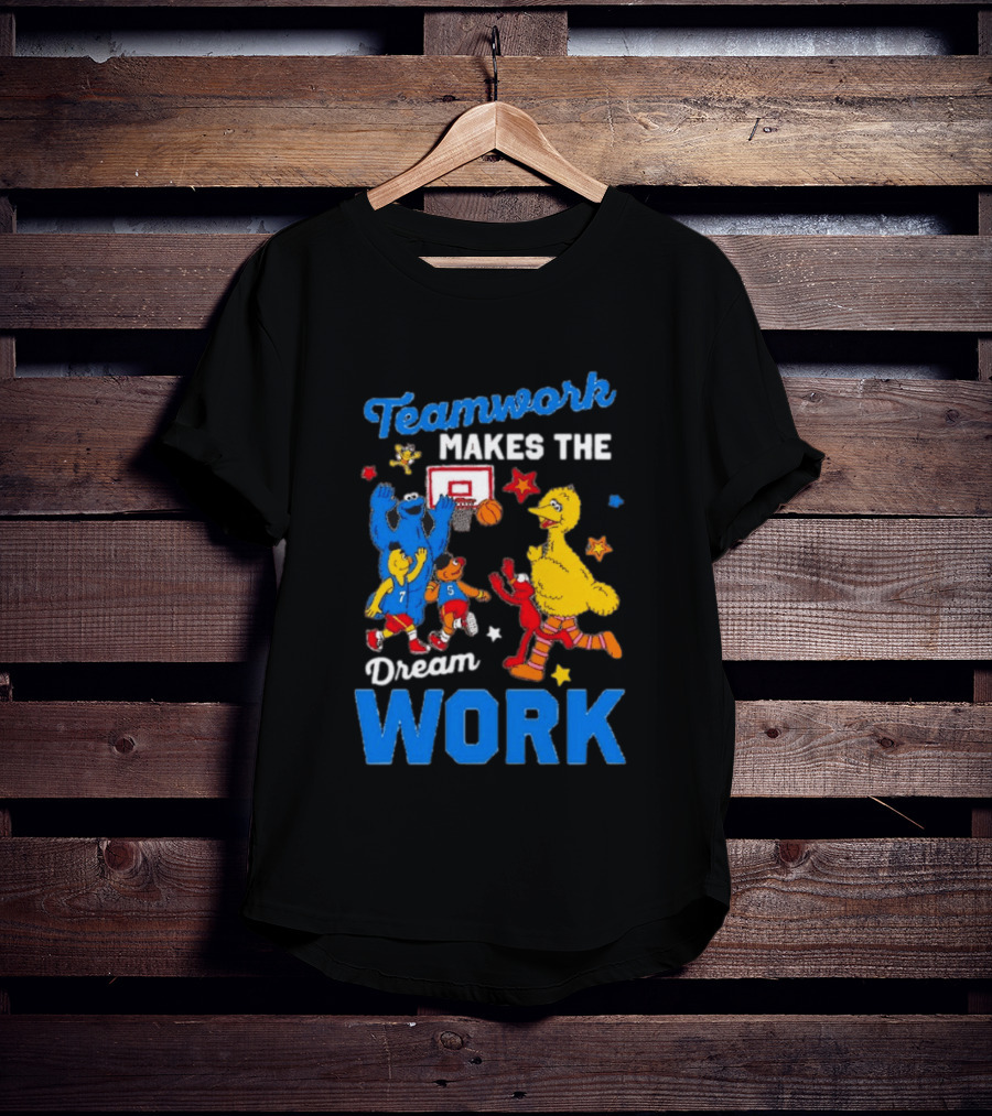 Teamwork Makes The Dream Work Sesame Street Basketball Slam Dunk T-Shirt