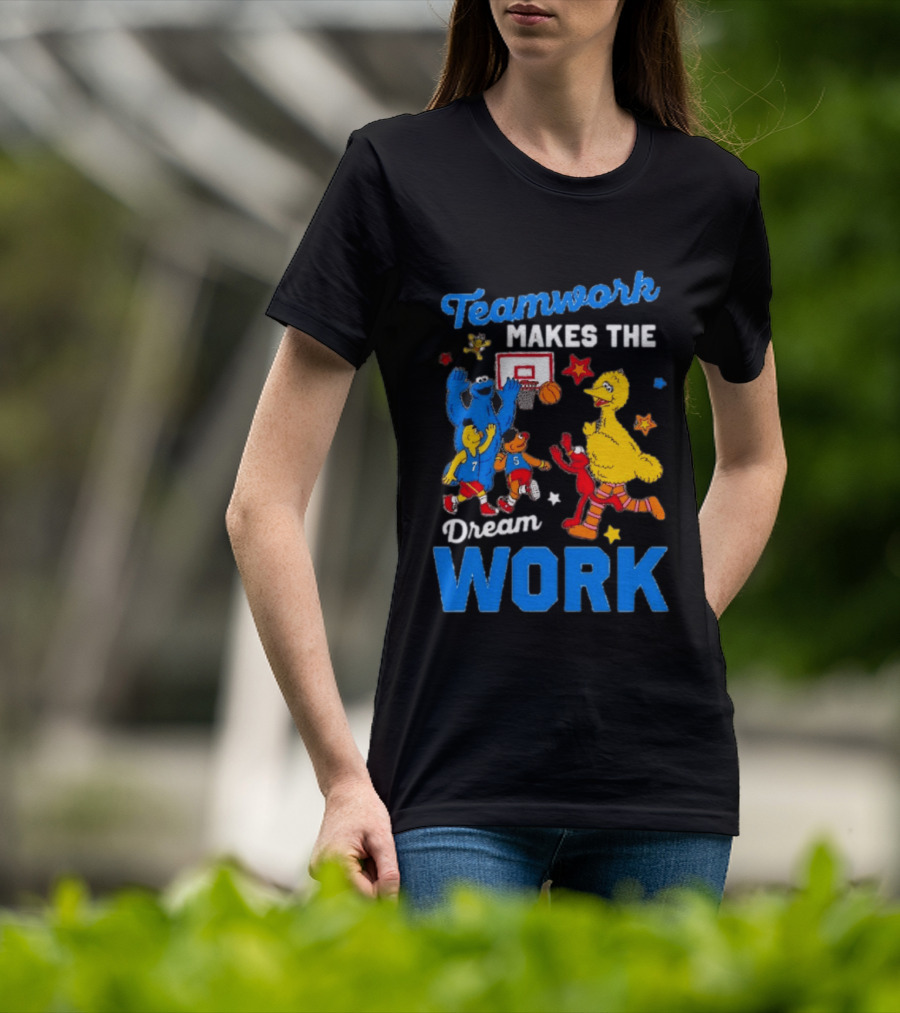 Teamwork Makes The Dream Work Sesame Street Basketball Slam Dunk T-Shirt