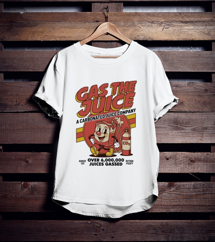 Gas The Juice A Carbonated Juice Company CO2 Juices Gassed Since 75 Retro Fizzy T-Shirt