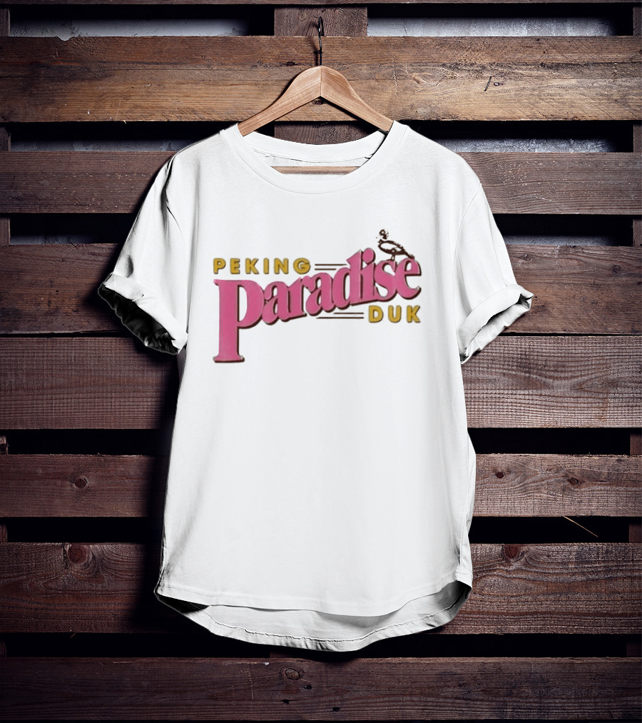 Peking Duk Paradise Bold Pink Yellow Text With Duck T-Shirt