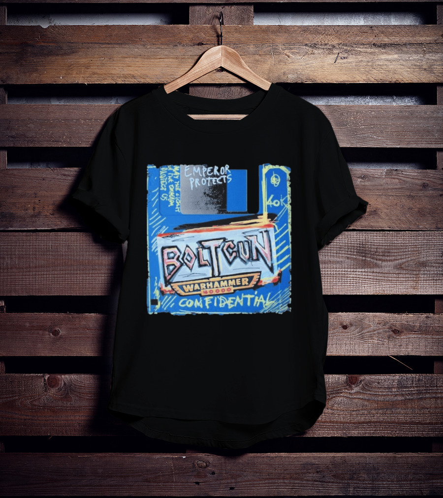 Warhammer 40K Boltgun Emperor Protects Confidential Floppy Disk T-Shirt