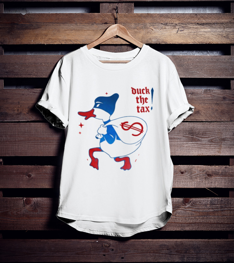 Duck The Tax Masked Cartoon Duck Carrying Money Bag T-Shirt