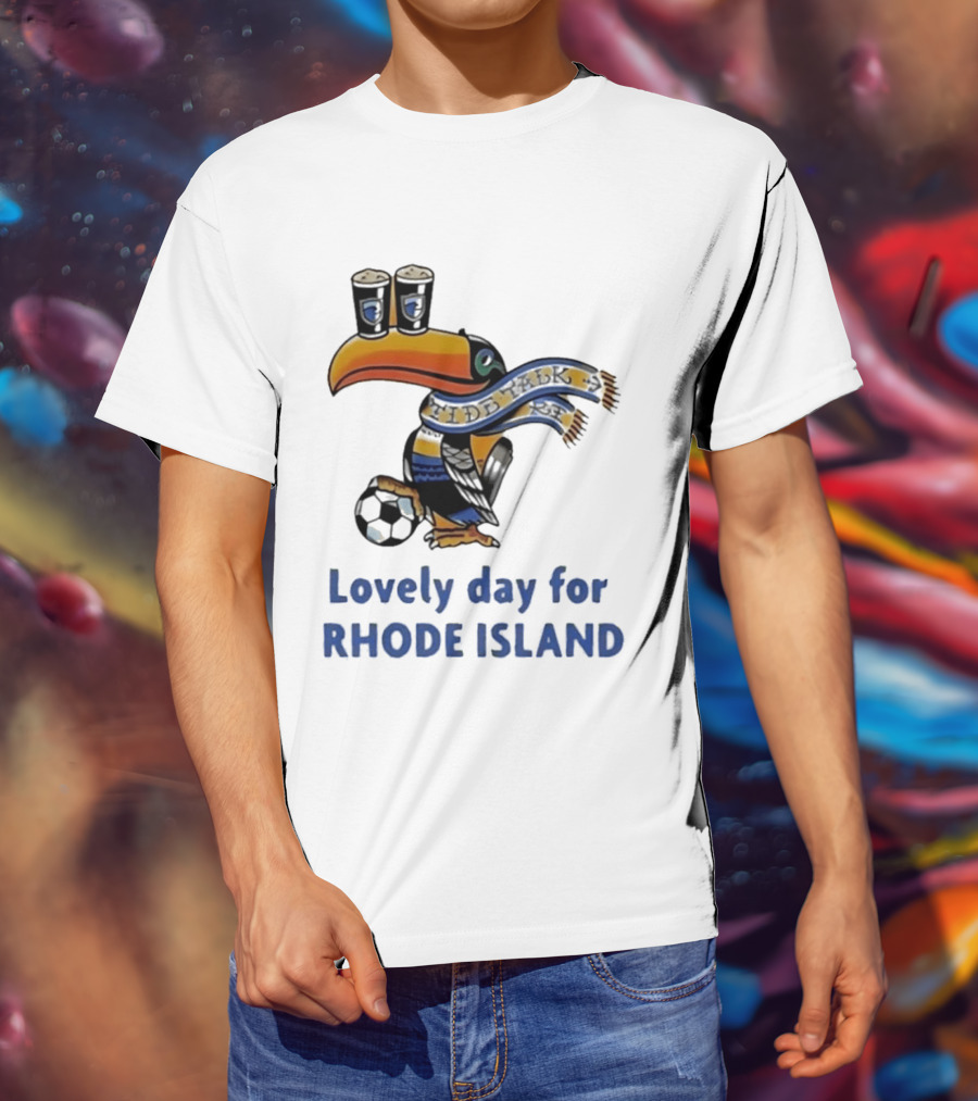 Lovely Day For Rhode Island Toucan With Soccer Ball And Beers T-Shirt