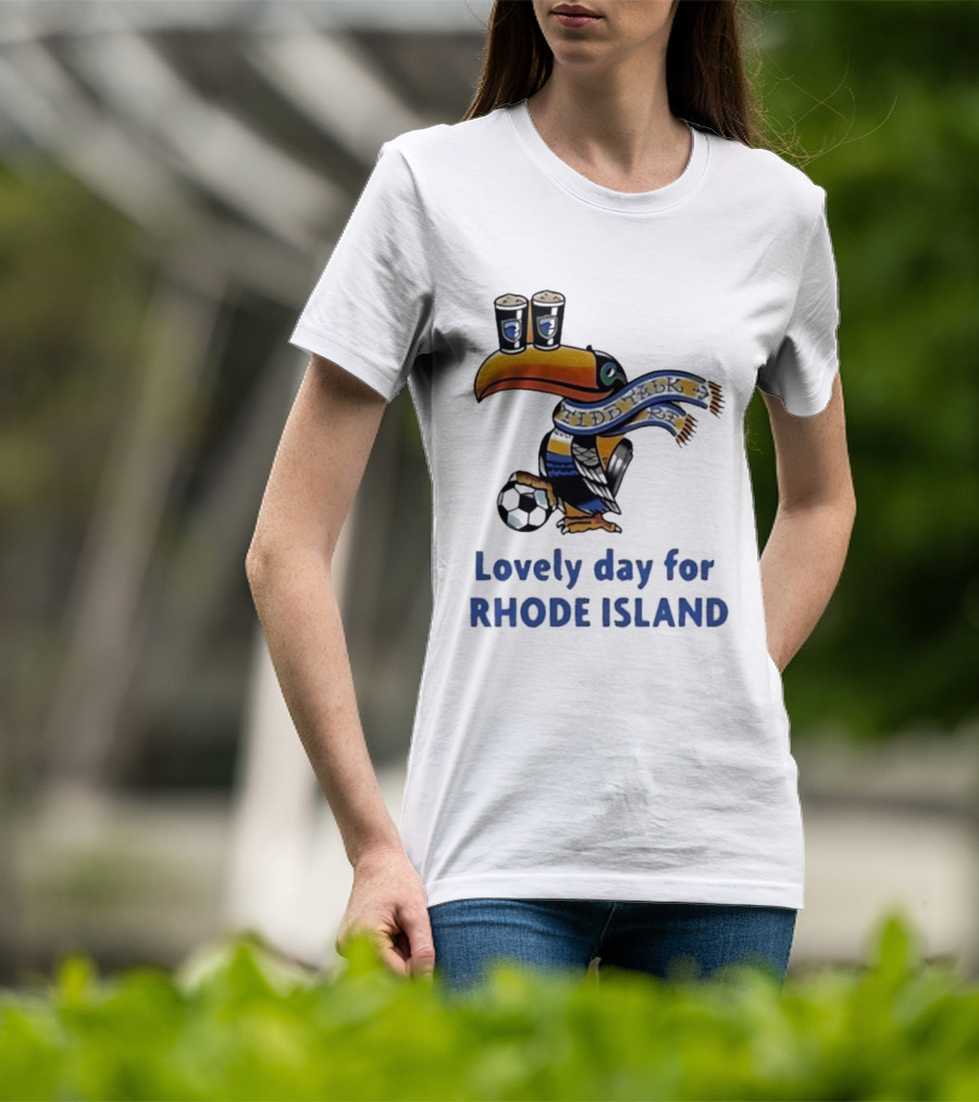 Lovely Day For Rhode Island Toucan With Soccer Ball And Beers T-Shirt