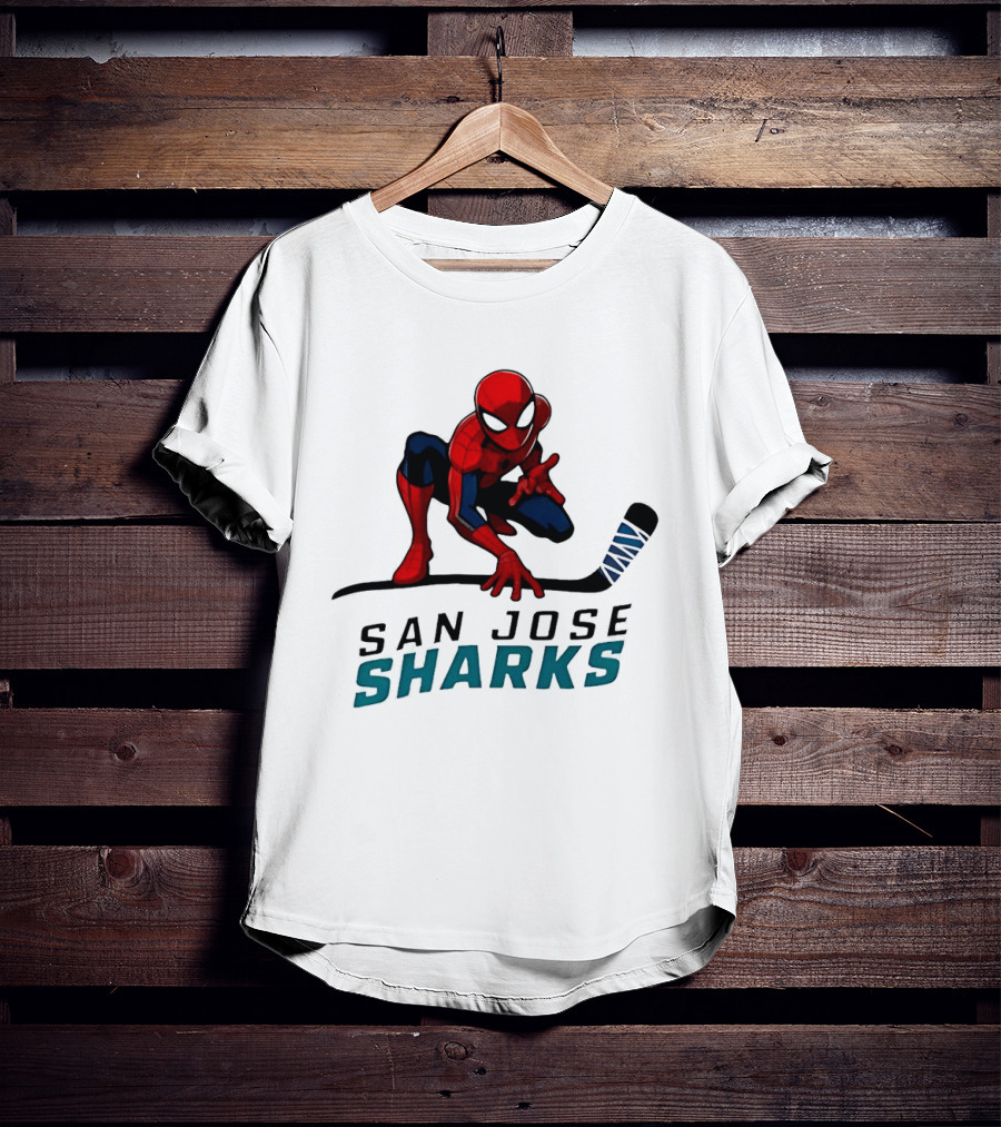 Spider Man San Jose Sharks Hockey Collaboration T-Shirt