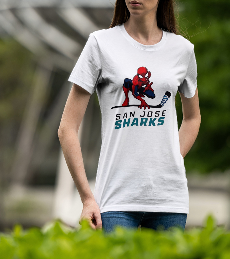 Spider Man San Jose Sharks Hockey Collaboration T-Shirt